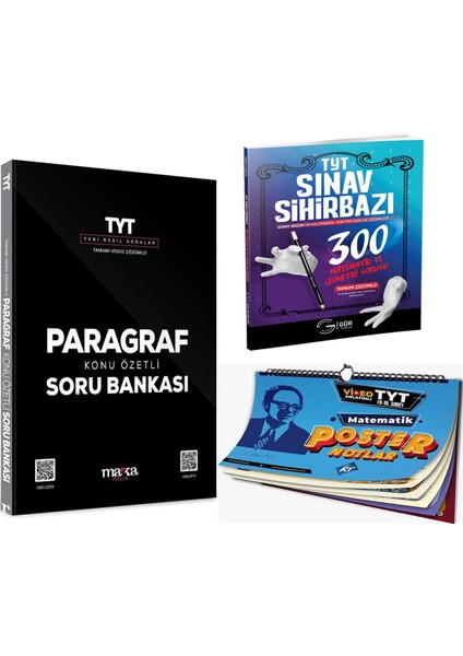 Marka Yayınları Paragraf Soru Bankası - Gür Yayınları Matematik Sihirbazı - Kr Akademi Matematik Posteri Seti 3 Kitap