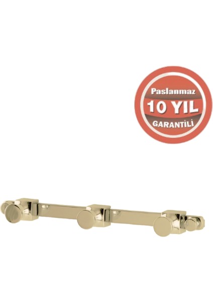 Paslanmaz Pirinç Mercan 3’lü Askılık Altın Sarı Gold