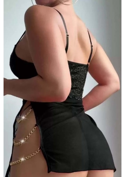 Hotflirt MADAM2360/2362 Zincirli Gecelik - Siyah - L-Xl modelleri