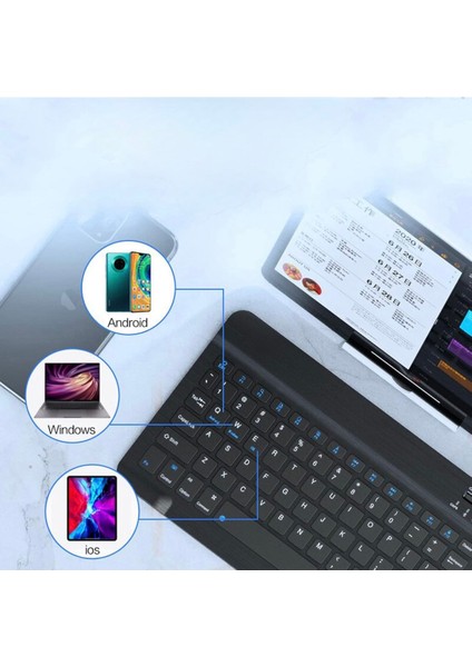 Tablet ve Telefonlar Için Bluetooth Klavye ve Mouse Set Slim Ince