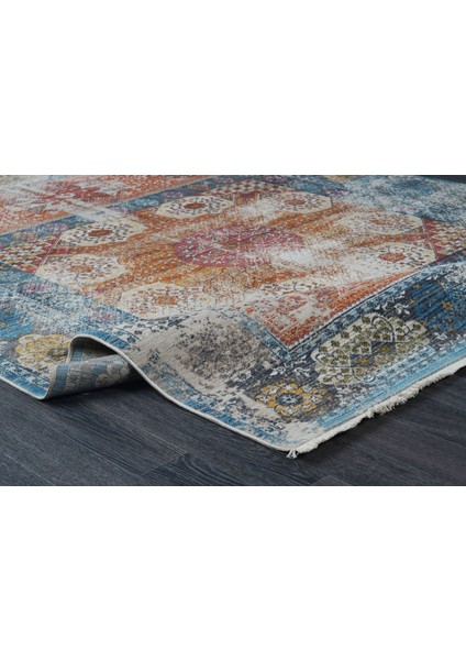 7/24 Bohem Tarzı 80 x 300 Toz Barındırmaz Viskon Yolluk Halı 0130-MAVİ fırsatları