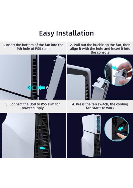 Ps5 Slim Ice Smart Cooling Fan Soğutucu Temperature Control For Playstation 5 Slim Console - White
