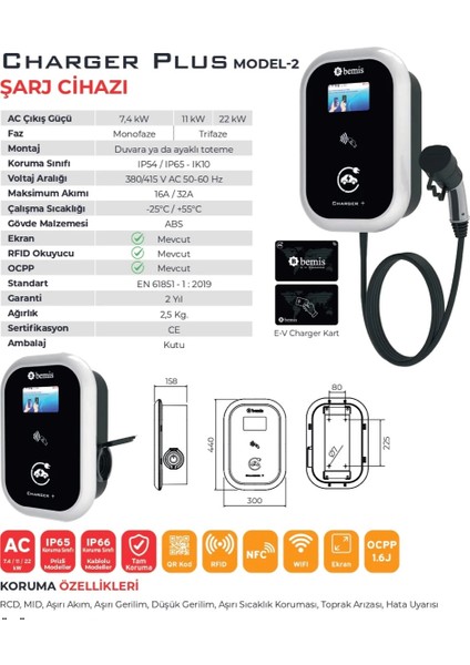 Pro 22KW Şarj Cihazı Ekranlı Kablosuz Ticari Wifi, Rfıd, Sim Kart, Qr Işlem