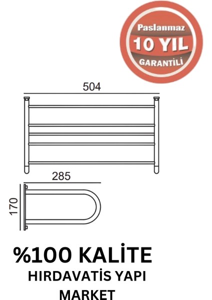 Paslanmaz Pirinç Mercan Lamalı Raf Havluluk 50CM Mat Siyah fiyatları