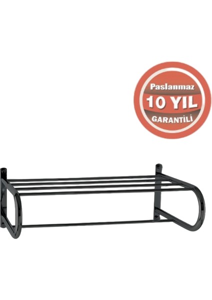 Paslanmaz Pirinç Mercan Lamalı Raf Havluluk 50CM Mat Siyah modelleri