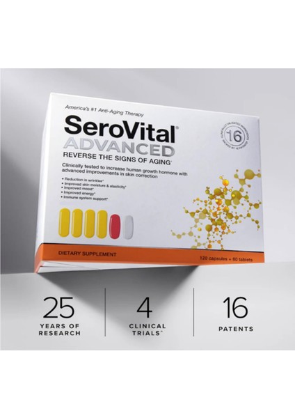 Serovital Advanced - Anti-Aging Hgh For Women - Skin Benefits, Energy, And Sleep - 30 Servings 120 Capsul+60 Tablet. Usa