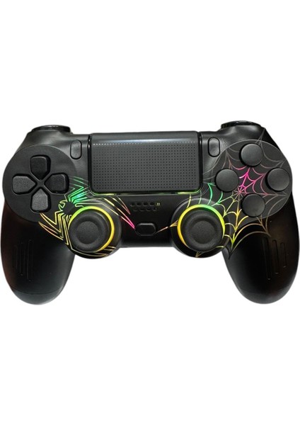 Ps4 Rgb Spiderman Işıklı Gamepad Ağ Örümcek Desenli Joystıck