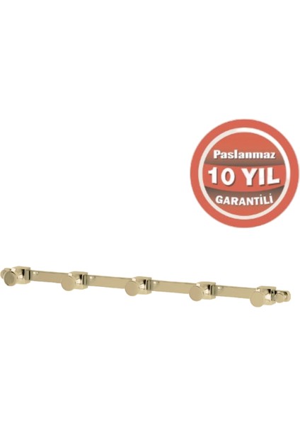 Paslanmaz Pirinç Mercan 5’li Askılık Altın Sarı Gold