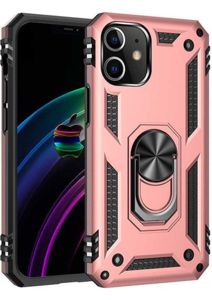 Apple iPhone 12 Kılıf Ultra Koruma Darbe Emici Tank Sağlam Çok Saglam Silikon Kapak-Rose Gold