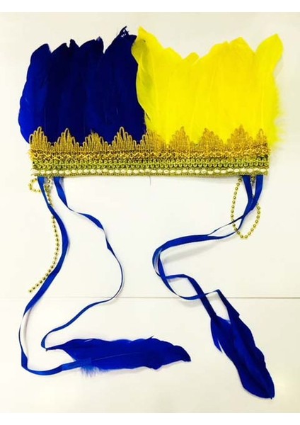 Sarı Lacivert Renk Tüylü Kızılderili Başlığı