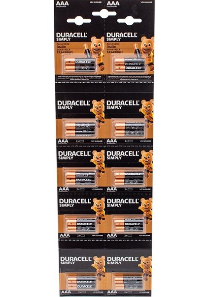 Duracell 1.5V Ince Aaa 20'li Alkalin Pil LR03/MN20