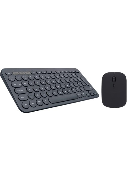 Lenovo Tab M10 Plus ZAA50034TR 10.61" Uyumlu Kablosuz Bluetooth Pilli Klavye Mouse Seti - Siyah