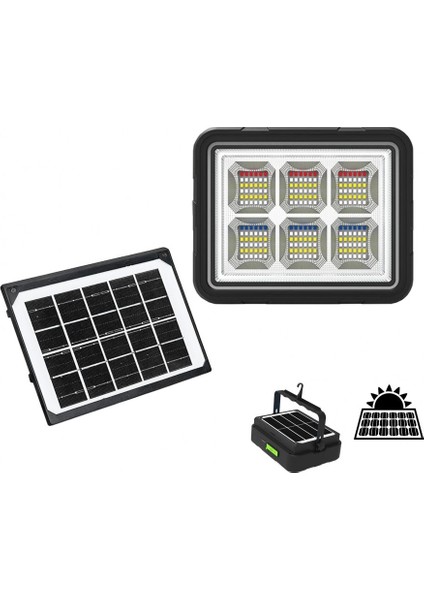 150W Güneş Enerjili Solar Kamp Feneri - Projektör WS-5570