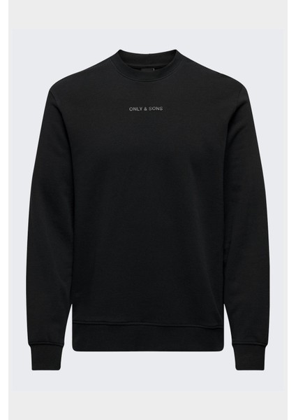 Onslevı Lıfe Reg Text Crew Neck Sweat Erkek Siyah Sweatshirt - 22028150