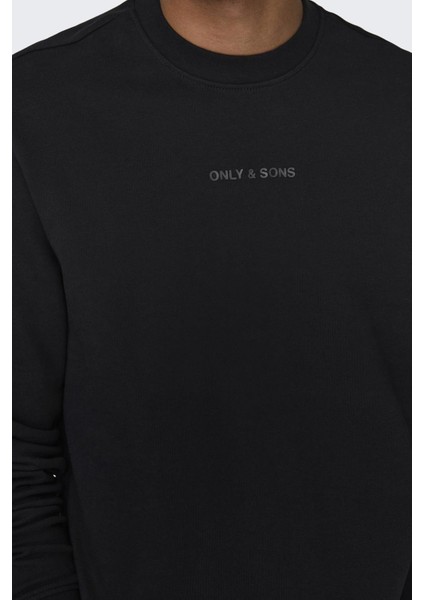 Onslevı Lıfe Reg Text Crew Neck Sweat Erkek Siyah Sweatshirt - 22028150