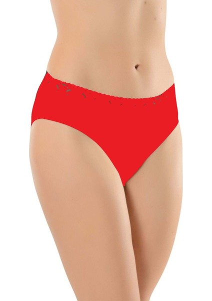 6 Adet 04 Kadın Modal Beli Dantelli Külot Kırmızı M