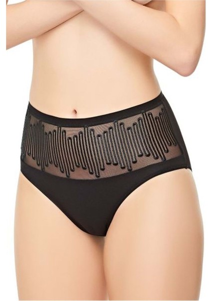 0286 Yüksek Bel Kadın Külot Siyah 8'li Paket Lace And Luxe