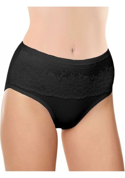 Kadın Siyah, Dantel Detaylı, Modal, Pamuk, Toparlayıcı Külot,slip 4' Lü Paket