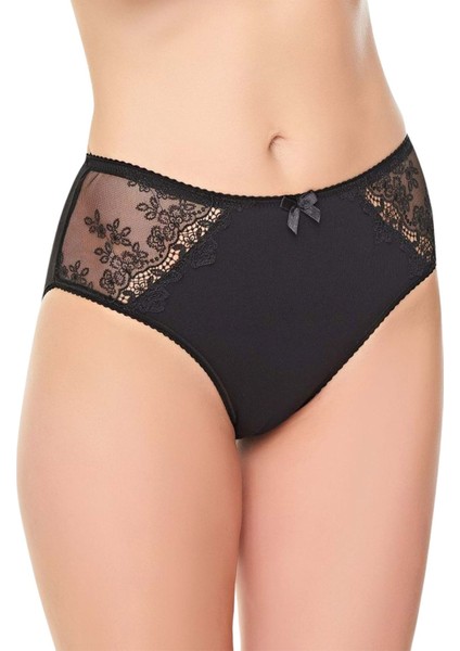 Kadın 4'lü Kenarları Dantelli Modal Külot 0284 Siyah