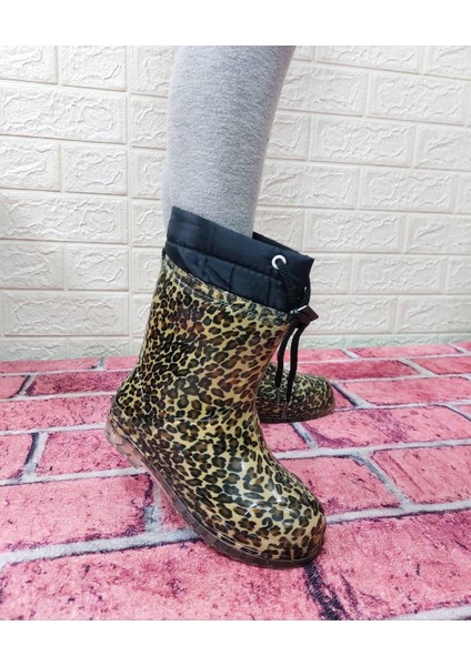 Leopar Desenli Içi Kürklü Kız Çocuk Kar Yağmur Çizmesi modelleri