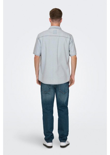 Onsbane 9181 Gua Dnm Ss Shırt Erkek Mavi Denim Gömlek - 22029181 fırsatları