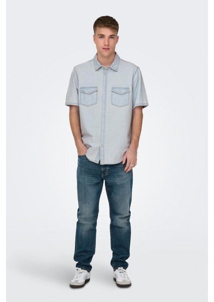 Onsbane 9181 Gua Dnm Ss Shırt Erkek Mavi Denim Gömlek - 22029181 indirimleri