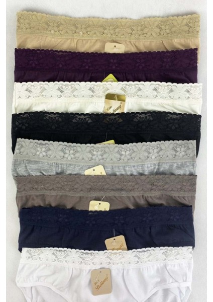 6 Adet 04 Kadın Modal Beli Dantelli Külot Ten Xl