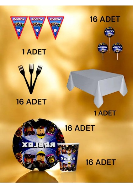 16 Kişilik Roblox Temalı Premium Set - Doğum Günü Parti ve Eğlenceli Etkinlikler