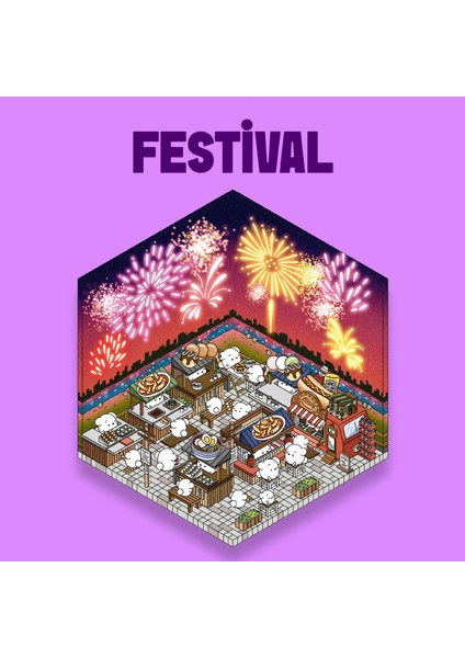 Festival Izometrik Sticker Etiket Çıkartma