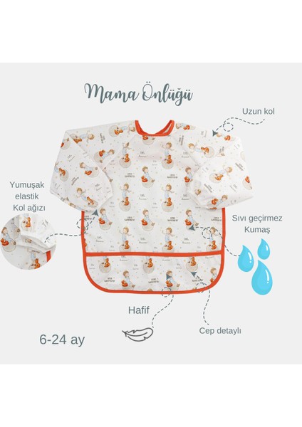 Küçük prens Uzun Kollu Sıvı Geçirmez Mama ve Aktivite Bebek Önlüğü