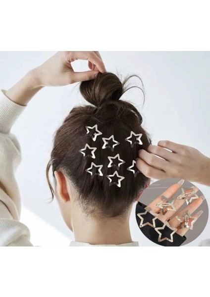 Çok Şık Yıldızlı Çıtçıtlı Saç Tokası 10'lu (3cm)