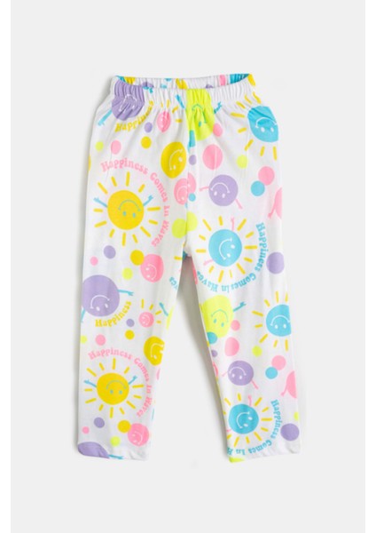 Nancy Kız Çocuk Renkli Smile Desenli Önden Düğmeli Pijama Takımı