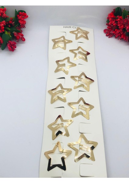 Çok Şık Yıldızlı Çıtçıtlı Saç Tokası 10'lu (3cm)