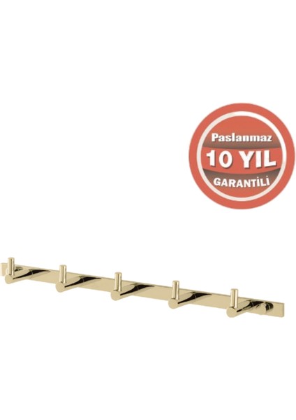 Paslanmaz Pirinç Mercan 5’li Askılık Altın Sarı Gold