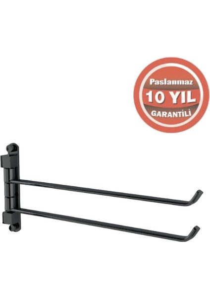 Paslanmaz Pirinç Mercan 2’li Döner Havluluk Mat Siyah