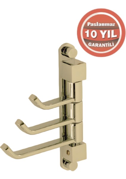 Paslanmaz Pirinç Mercan 3’lü Kısa Döner Havluluk Altın Sarı Gold