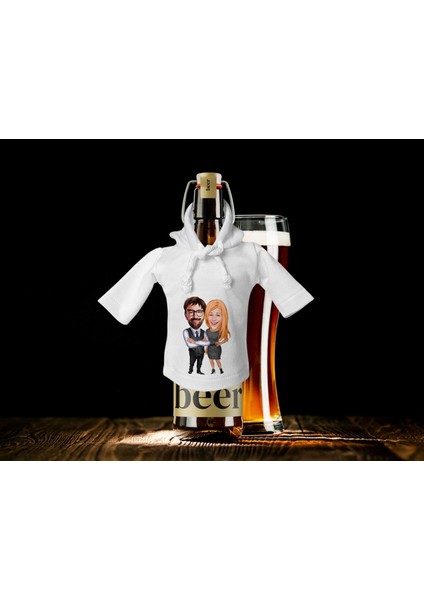 Kişiye Özel Sevgililer Karikatürlü Mini Beyaz Içki Şişesi Tişörtü , Ev Bar Dekoru, Viski, Şarap, Votka, Rakı Şişesi Tişörtü, Ev Barı-36 fiyatları