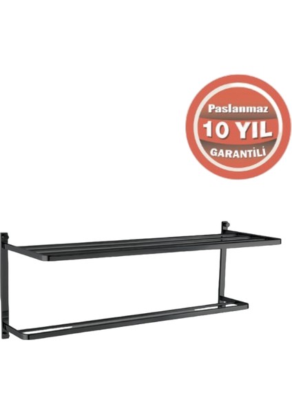 Paslanmaz Pirinç Mercan 2’li Havluluk 60CM Mat Siyah modelleri