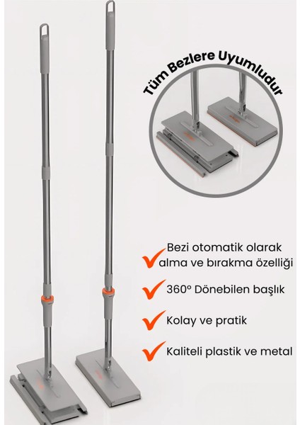 Otomatik Paspas, Temizlik Seti, Kolay Mop, Kavrama Bezli Mop, Silme Bezli Paspas ( Yedek Bezli)