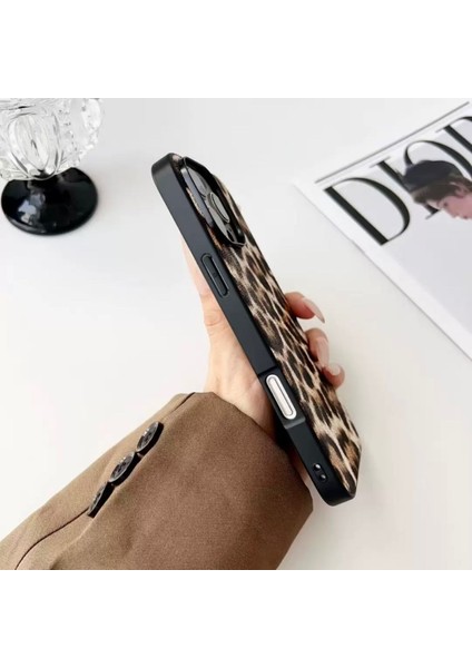 Siyah Çerçeve Leopar Desenli Lüks Kılıf Apple iPhone 16 Pro Max fiyatları