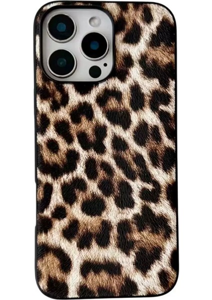 Siyah Çerçeve Leopar Desenli Lüks Kılıf Apple iPhone 16 Pro Max fırsatları