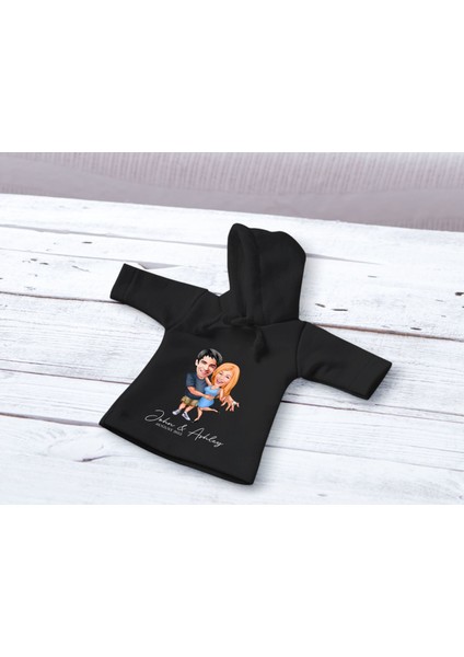 Kişiye Özel Sevgililer Karikatürlü Mini Siyah Içki Şişesi Tişörtü , Ev Bar Dekoru, Viski, Şarap, Votka, Rakı Şişesi Tişörtü, Ev Barı-20 modelleri