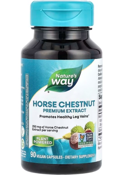 Nature's Way, Horse Chestnut, Premium Extract, 250 Mg, 90 Vegan Capsules.made In Usa