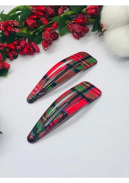Çok Şık (Ekose-Burbery-Leopar) Desenli 2'li Çıtçıtlı Toka (7cm) modelleri