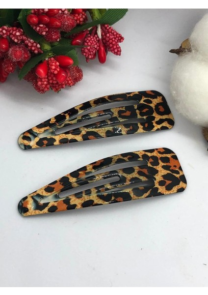 Çok Şık (Ekose-Burbery-Leopar) Desenli 2'li Çıtçıtlı Toka (7cm) fiyatları