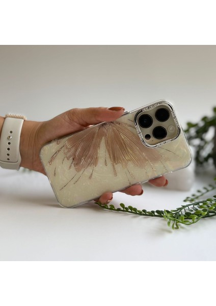 Vizon Renk Kelebek Desenli Lüks Apple iPhone 13 Pro Max Kılıf