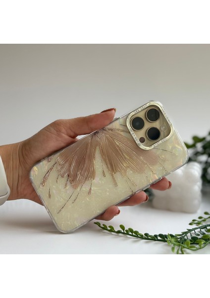 Vizon Renk Kelebek Desenli Lüks Apple iPhone 13 Pro Max Kılıf