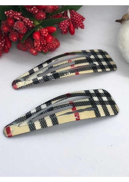 Çok Şık (Ekose-Burbery-Leopar) Desenli 2'li Çıtçıtlı Toka (7cm) fiyatları