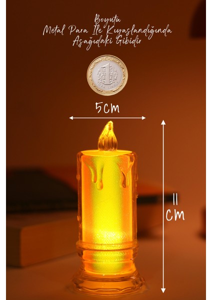 3 Adet LED Mum Simli Tipi Pil Dahil Dumansız Alev Ledli Yapay Dekoratif Mum Işığı Büyük PT423