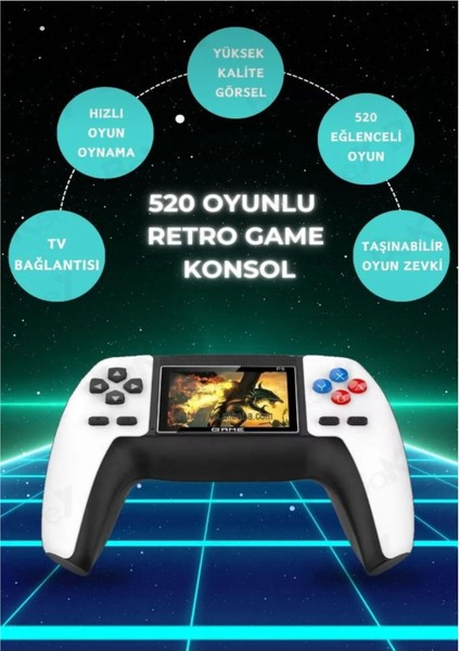 P5 Tasinabilir 520 Uyumlu Kablosuz Oyun Konsol Atari Oyun Konsolu Game Stick Konsol Taşınabiliratari